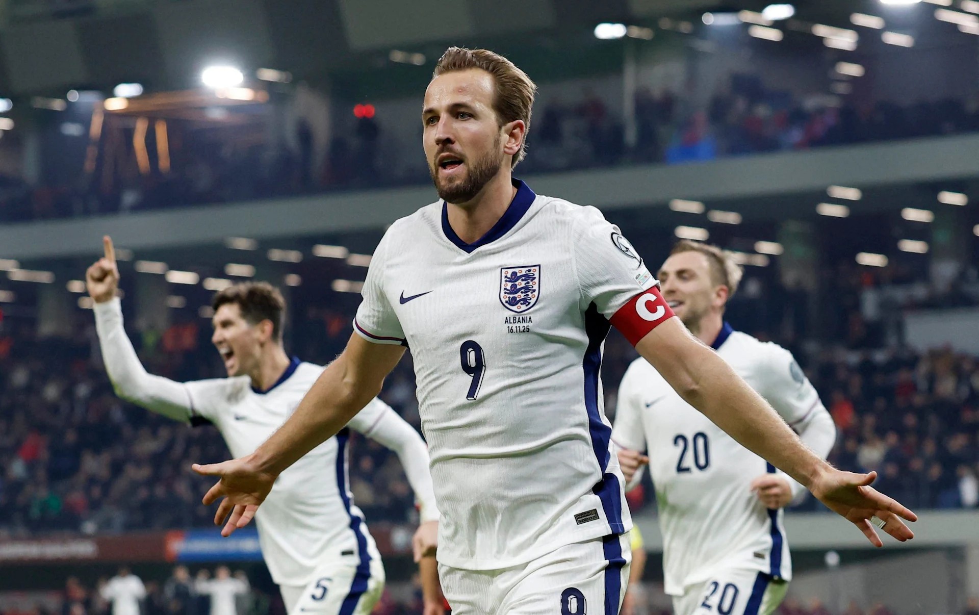 Kane Brace Seals England’s Historic Perfect Qualifying Run in Win Over Albania